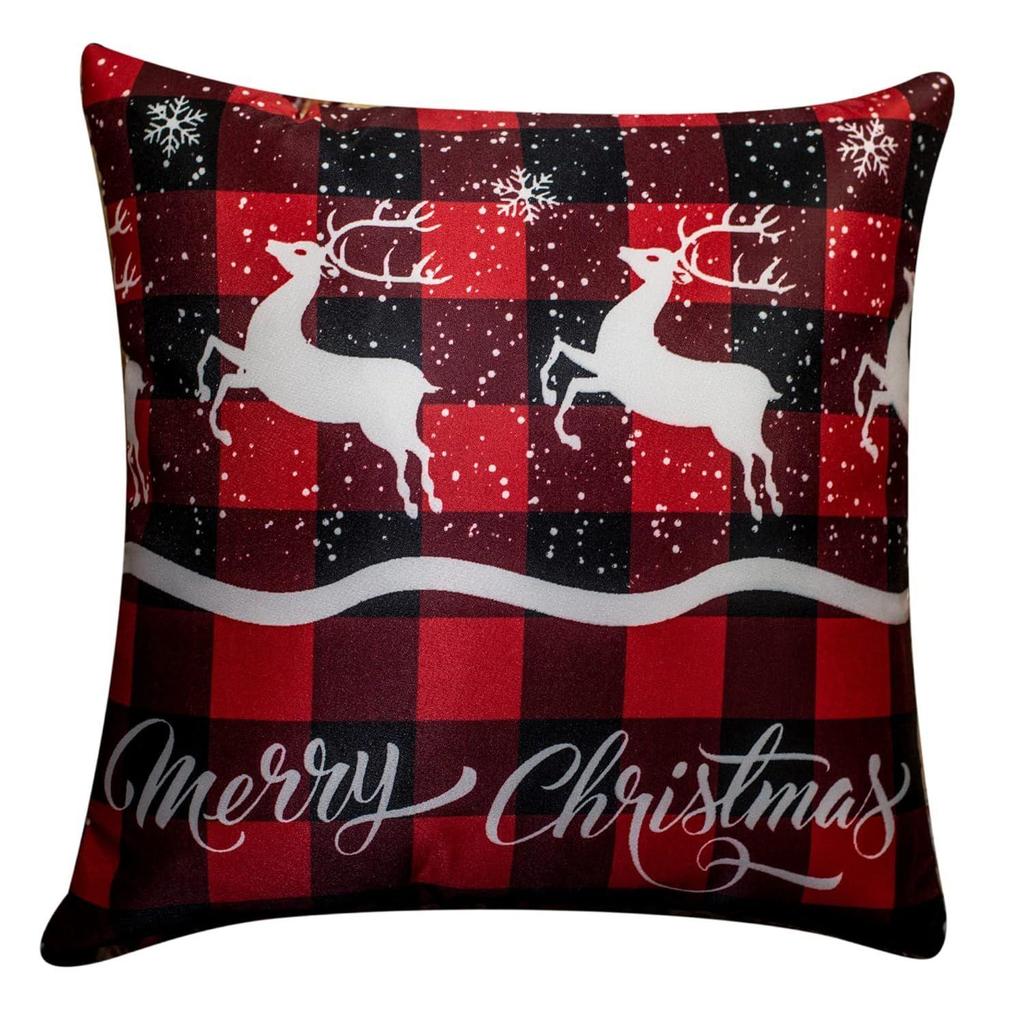 Decorative Merry Christmas Satin Cushion Cover 16 inch x 16 inch Set of 5, Cusion Cover for Sofa 16" 16, Christmas Home Decor