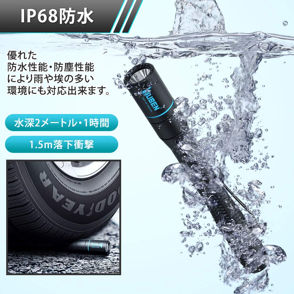 Penlight E19B 200 Lumens IP68 High Color Rendering Black WUBEN() CRI>90