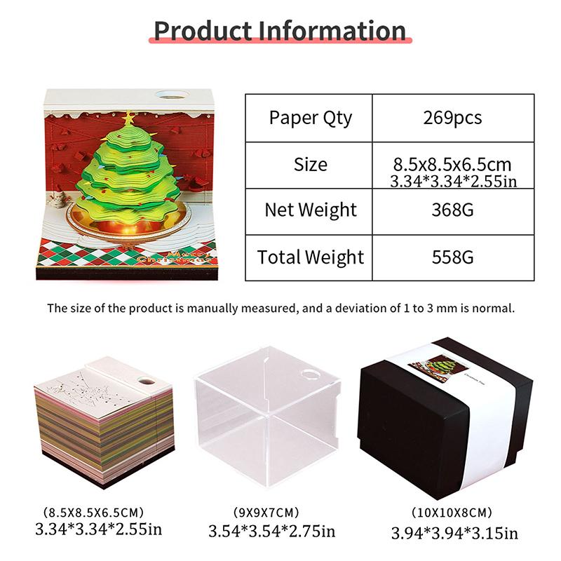Календарь-часы 2026 Настольный календарь со светодиодной подсветкой 3D Отрывной календарь Бумажная резьба Искусство Блокнот для заметок Подарок Рождество