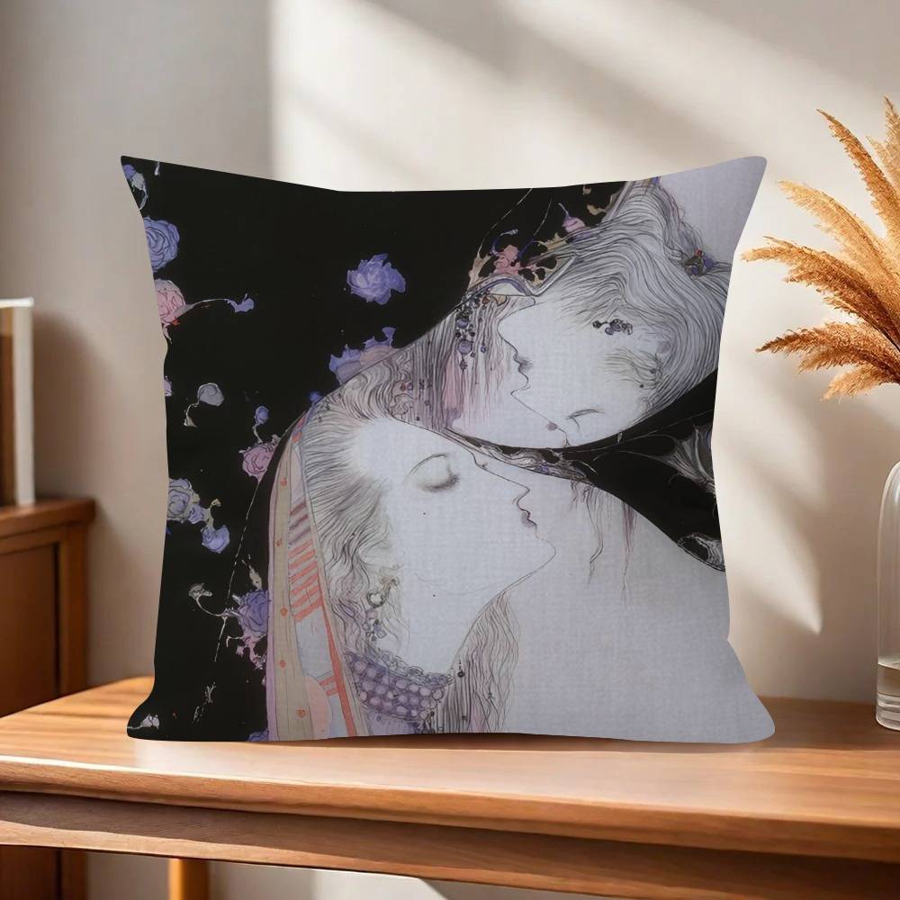 Painting YYoshitaka Amano Art Pillow Gift Home Office Decoration Bedroom Sofa Car Cushion Cover case x