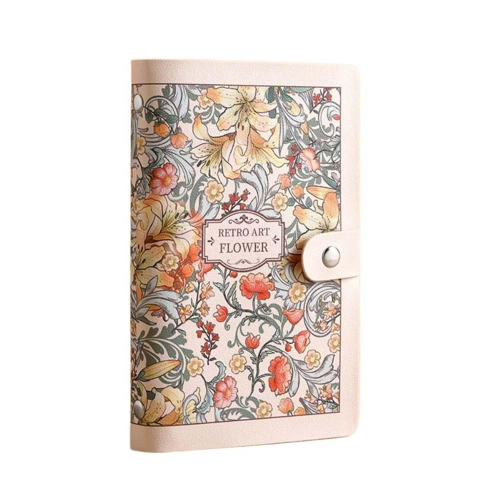A6 Button Notebook for Money Flower Printed Anti-splash Water Cash Budget Ledger Daily Plan Diary Notepad Leather Savings Book