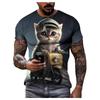 3d Digital Print Hip Hop Cat Cartoon Animal Male Personality Trend Harajuku Style Fashion Comfortable Quick Dry Short Sleeve Top