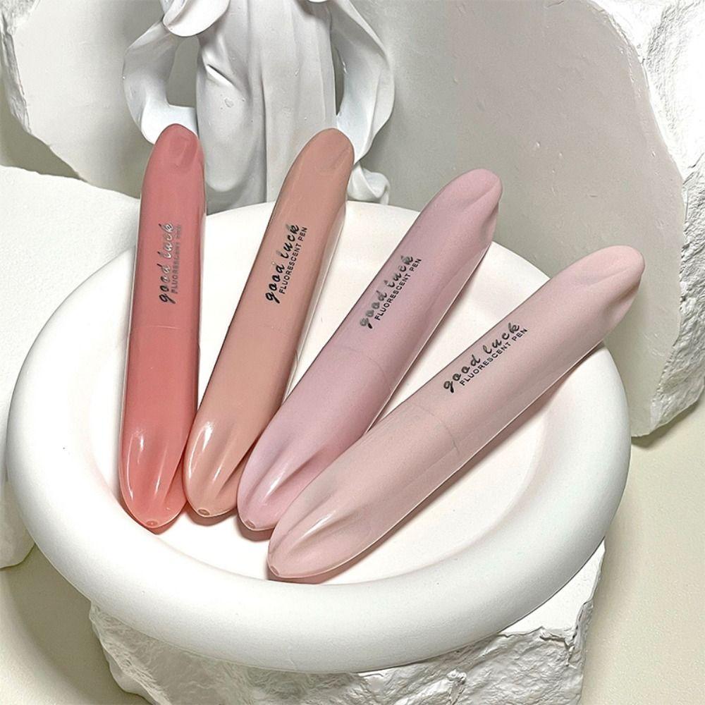 4Colors/Set Double Head Morandi Highlighters Morandi Color Fluorescent Pen Students Gift