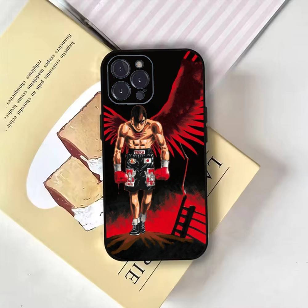 Чехол для телефона Бокс H-Hajime no lppo Для iPhone17,16,15,14,13,12,11 Plus,Pro Max,Мягкий черный чехол