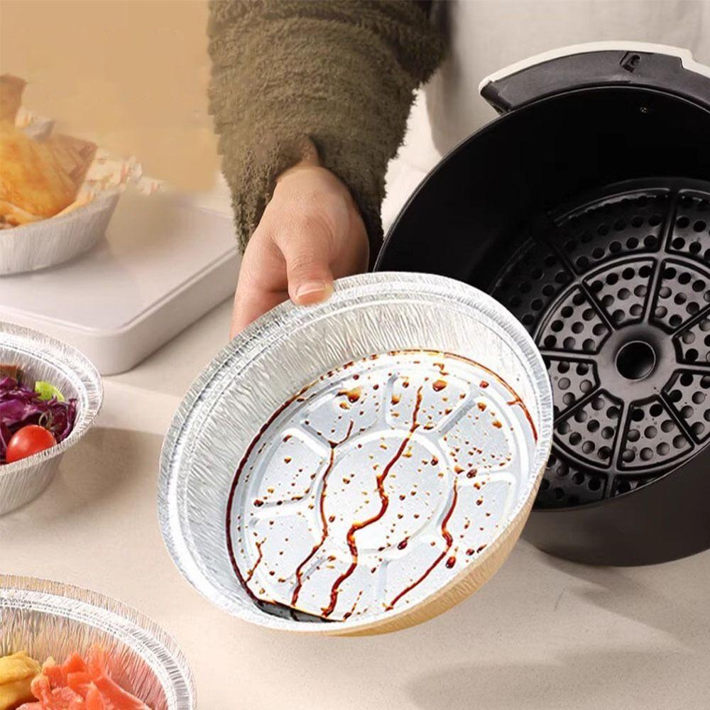 10Pcs Reusable Food Tin Foil Tray Non-stick Air Fryer Tray Portable Aluminum Foil Box