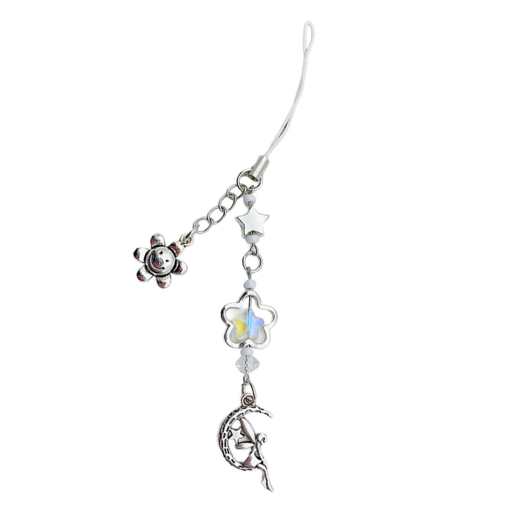 Butterfly Phone Lanyard Four Leaf Clovers Pendant Keychain Flower Beaded Phone Chain Cellphone String Straps for Bag