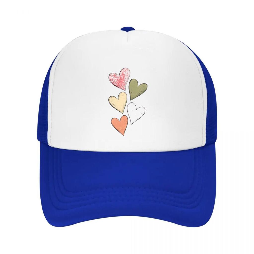 Pastel Sketch Hearts Vertical Love Mesh Baseball Cap Casual Hat Outdoor For Womens Unisex FeUnisex