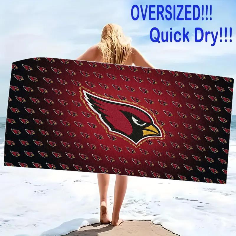 Пляжное полотенце с принтом логотипа Arizona Cardinals, Большое мягкое быстросохнущее полотенце для пляжа, кемпинга, плавания