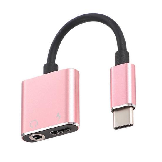 2 In 1 3.5mm Headphone Jack Type C Charge AUX Audio Adapter Converter Cable