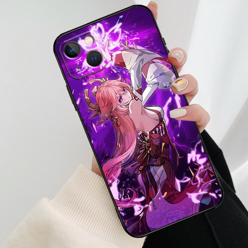 Чехол для телефона Yae Miko Genshin Impact для iPhone 17 Pro Max 14 13 12 11 15 16 Pro Max mini 16 15 Plus 16e 17 Air