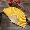 Hand Held Fans White Silk Bamboo Folding Fans Handheld Folded Fan for Wedding, Party, DIY Decoration