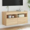 VidaXL Wall-Mounted TV Cabinet with LED Lights, Hanging Television Cabinet, Floating TV Stand, Modern, Sonoma Oak Wood 837201