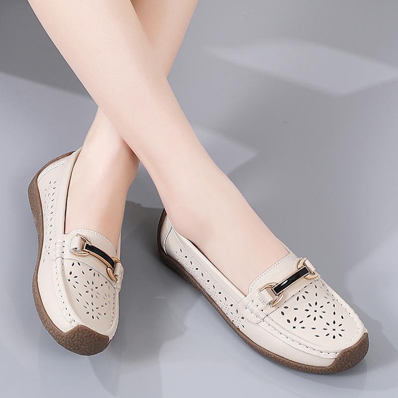 Женские лоферы на плоской подошве, кожаные мокасины для вождения, удобные повседневные без шнуровки прогулочные минималистичные летние балетки для мамы на плоской подошве