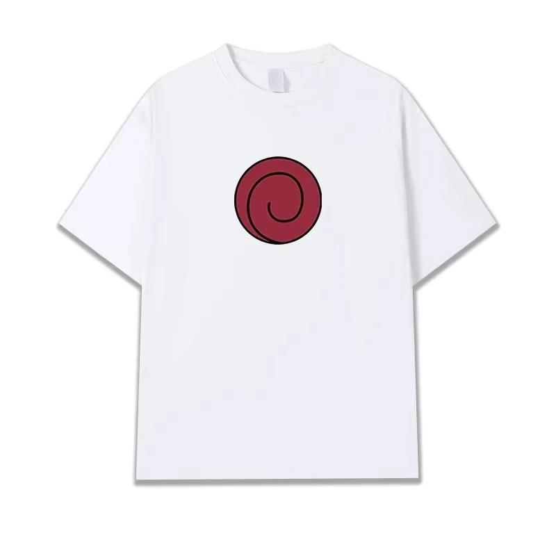Kids Uchiha Clan Symbol Cotton T-Shirt,Boys Girls Anime Printed Short Sleeve Tee, Minimalist Vintage Naruto Casual Children Top