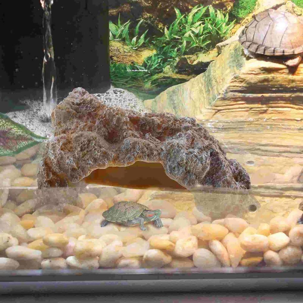 Artificial Reptile Hide Cave Realistic Pet Hide Rest Cave Turtle Shelter Desktop