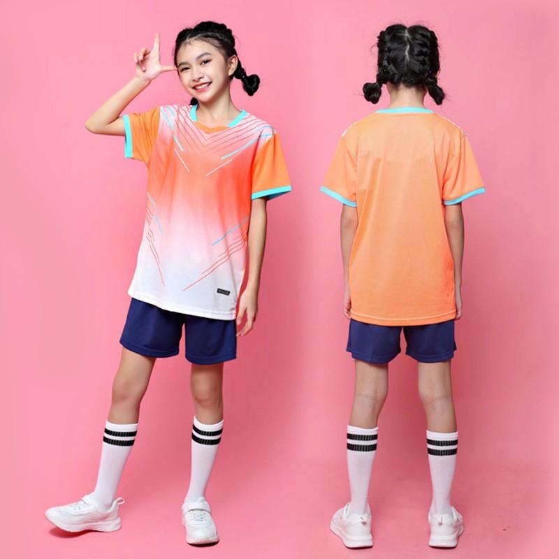 Kids Sports Set 4pcs Short Sleeve T-Shirt Shorts Compression Base Layer Badminton Tennis Volleyball Training Competition