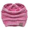 Fashion Women's Girl Hat Winter Wool Warm Stretch Knit Cap Messy Bun Ponytail Beanies
