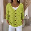 Women's Fashion Casual Knit Sweater Button-Up Christmas Print Cardigan Jacket