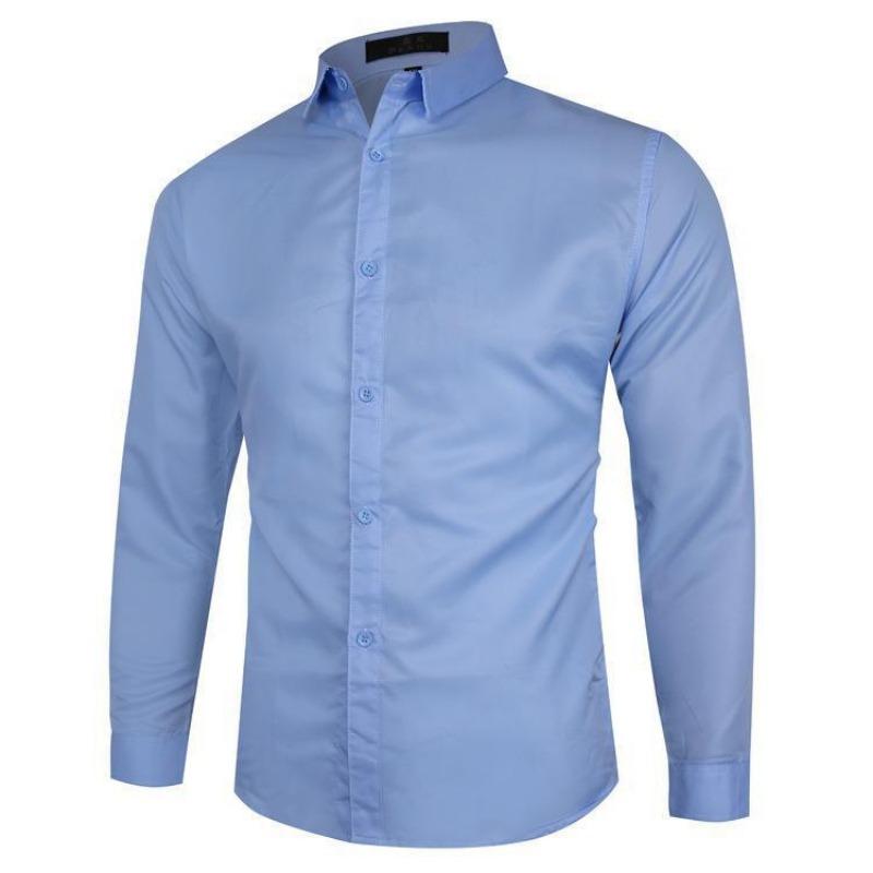 Мужская однотонная рубашка большого размера с длинным рукавом в стиле business casual