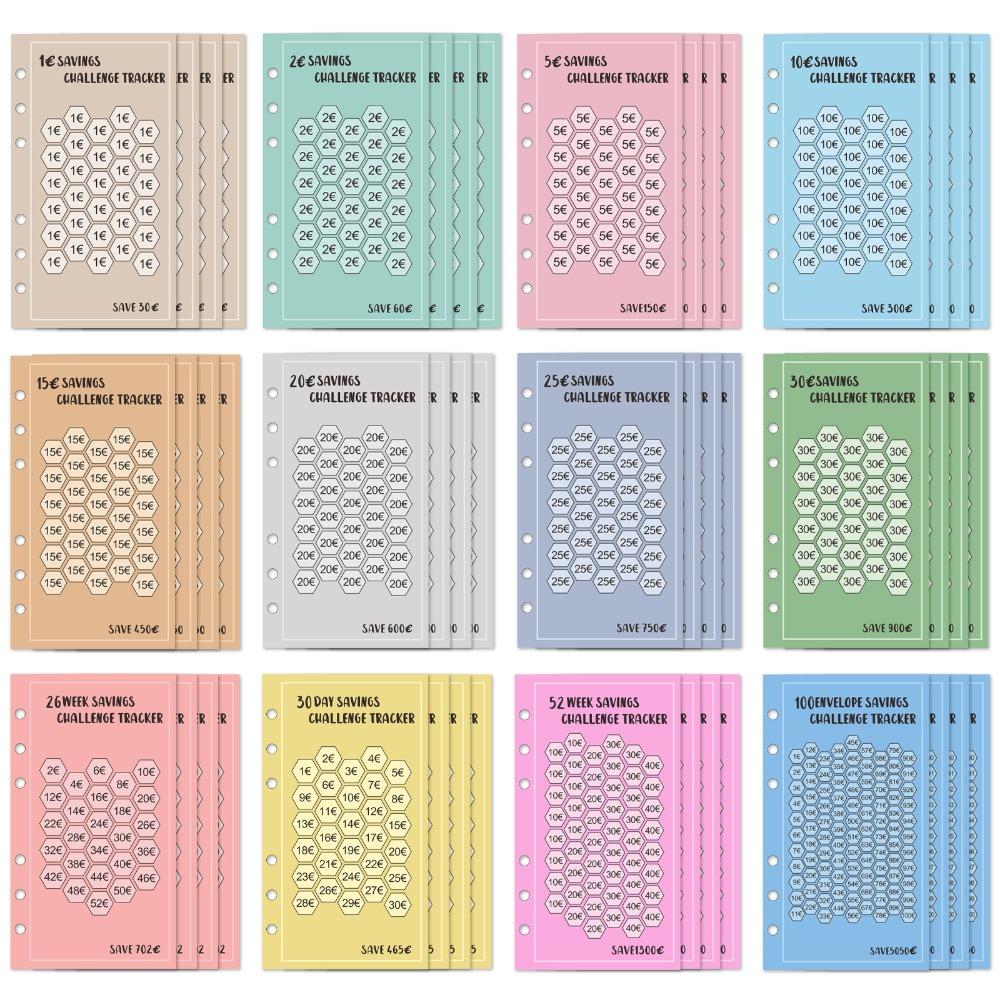 48 шт. 52 недели Save Challenge Экономия Карточки A6 100 Конвертов Планирование Бюджета Книга