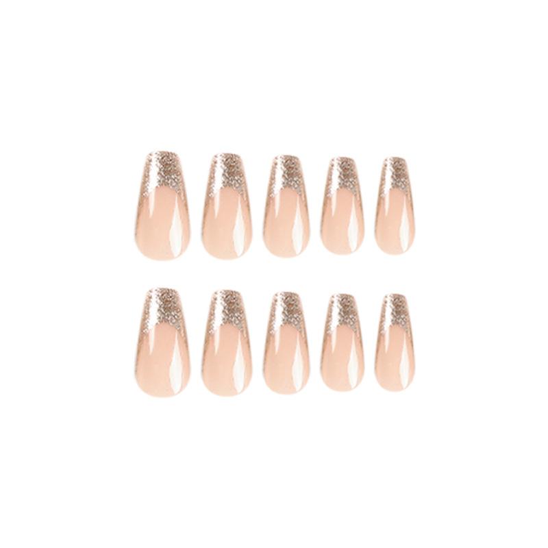 24 шт./компл., быстрые ногти, золотой блеск, французские накладные ниалы, наклейка, носимые водонепроницаемый маникюр, готовые ногти