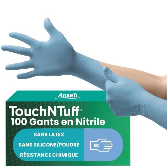 Ansell TouchNTuff 92-665 Gants Jetables En Nitrile,Non Poudrés,Haute Protection Chimique Et Mécanique,Contact Alimentaire,Sécurit