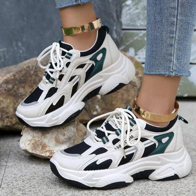 Модная обувь для женщин 2025 Бренд Женские вулканизированные туфли на шнуровке Модные уличные повседневные Сочетание цветов Бестселлер Дышащие кроссовки