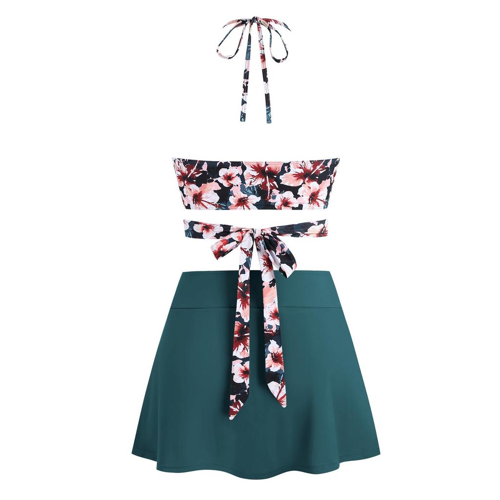 Women's Split High Waisted Strap Swimsuit With Chest Cushion Without Steel Support Swimsuit