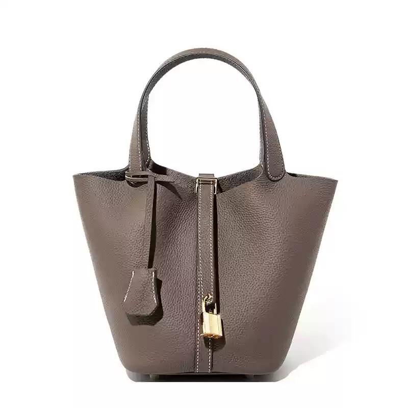 Women's Niche Design Casual Genuine Leather Bucket Handbag