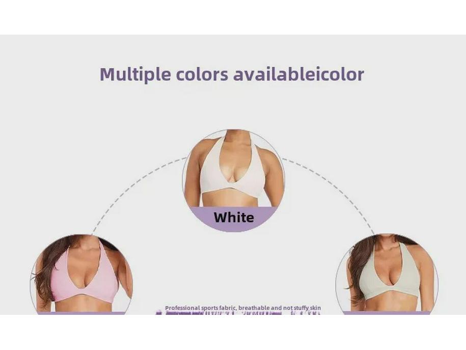 Дышащий спортивный бюстгальтер с V-образным вырезом и открытой спиной — без стальных колец, идеально подходит для йоги и фитнеса