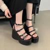 Wedge Heel Sandals Women's Summer One-word Buckle Belt 2025 New Comfortable Open-toed Platform Muffin Casual Lady Roman Shoes