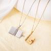 Titanium Steel Couple Book Necklace Handmade Couple Text Locket  Jewelry Accessories