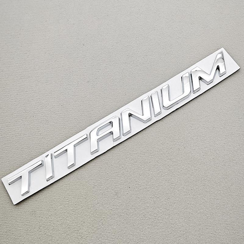 1pc 3D Metal Chrome Black Car Sticker TITANIUM Logo Rear Trunk Badge For Ford S7Ecosport Fiesta Focus Mondeo Edge Escape Kuga
