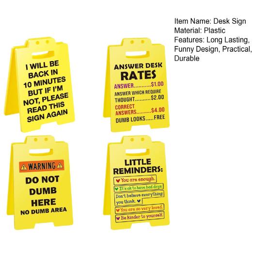 4Pcs Funny Office Desk Signs Vibrant Color High Strength Answer Desk Rates Funny Desk Signs White Elephant Gifts