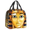 Древний Египет Фараон Король Тутанхамон Изолированная сумка для ланча для женщин Непротекаемая Египетская сумка-холодильник Термо-тоут для ланча Пляж Кемпинг Путешествия