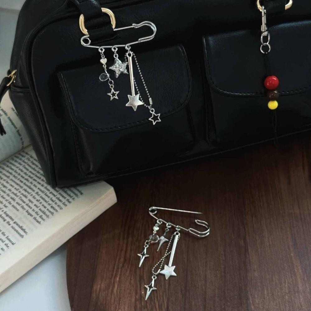 Y2k Gothic Star Brooch Clip Bag Charm Beaded Brooch Sweet Beaded Bag Pins  Shirt Collar
