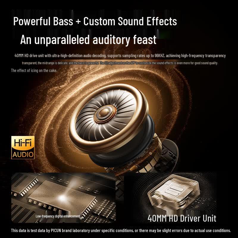 Picun NC60 Pro AI Noise Cancelling Spatial Audio Wireless Over-Ear Headphones