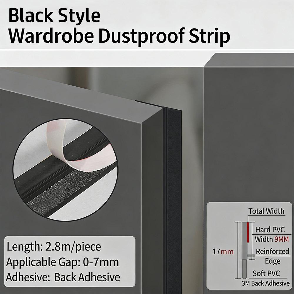 New Self-Adhesive Cabinet Door Dust Strips 2.8M TPE Seal Strip Wardrobe Seal Moisture-proof
