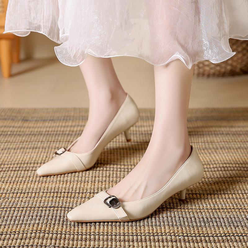 Туфли-лодочки на низком каблуке для женщин Кожаные туфли с закрытым носком и острым носком Каблуки-рюмочки Удобные туфли-лодочки на шпильке для работы, офиса, бизнеса, свадьбы, платья