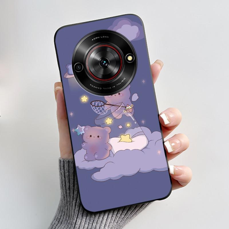 Милый Мультяшный Чехол Для ZTE Blade A75 5G/Nubia Focus 5G/Nubia Calf 5G Печатный Корпус Защитная Крышка Мягкий Силикон Черный Корпус