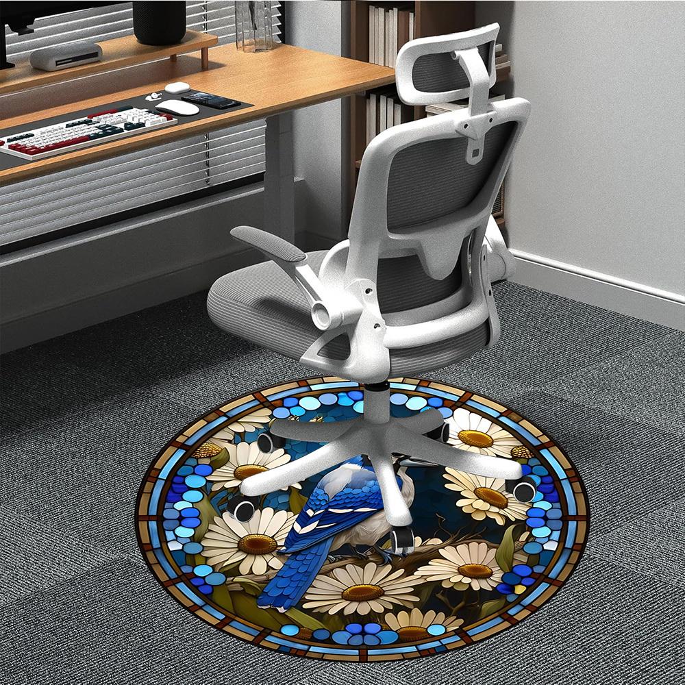 1pc Stained Glass Jay Carpet for Office, Non-slip, Soft and Durable Office Rug, Perfect for Office yy260128094
