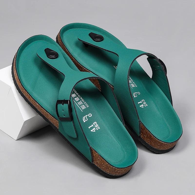 Fashion Brand Men Casual Flip Flops Slippers Men Outdoor Flats Slipprs Luxury Men Leather Summer Beach Vacation Casual Slippers Shoes