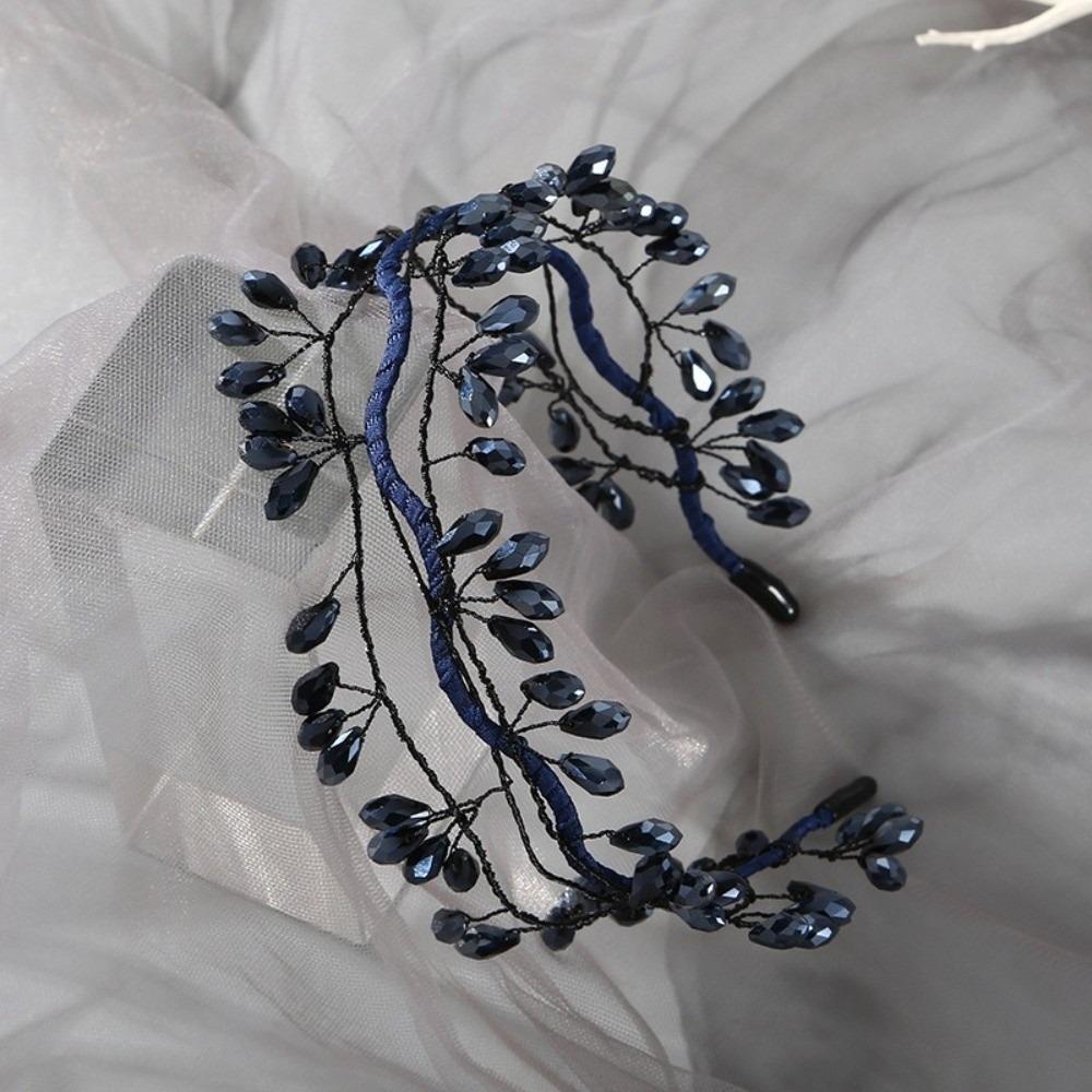 Woven Wire Hair Hoop Elegant Headpiece Super Temperament Crystal Leaf Branch Headband Formal Prom