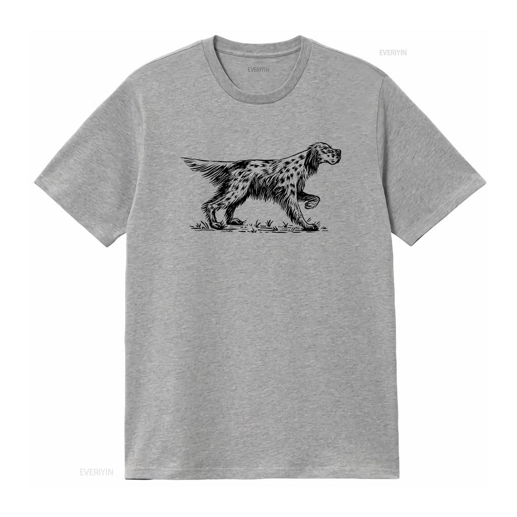 English Setter Dog T Shirt Vintage Woodcut Style Best For Owners vintage Washed Top For Everyday Wear Unisex fashion Casual