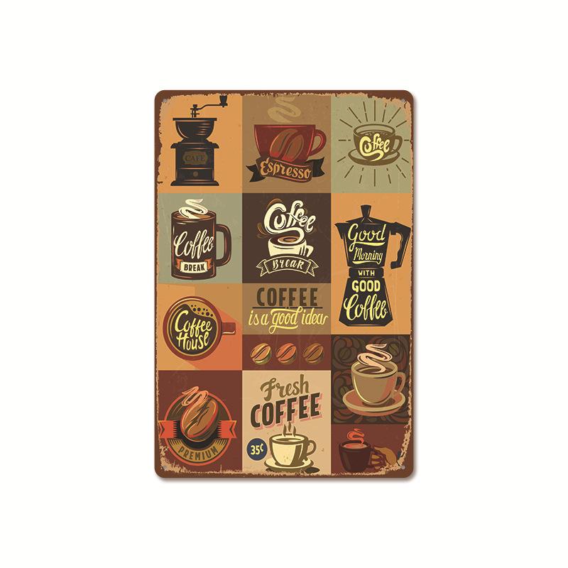 Coffee Shop Metal Sign Vintage Tin Sign Plaque Metal Vintage Wall Decor for Coffee Bar Cafe Retro Metal Posters Iron Painting