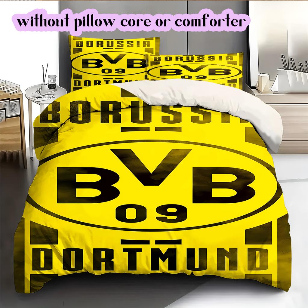 football Logo Pattern Bedding Quilt Set Quilt Cover Pillowcase Home Decoration Birthday Gift (1*duvet cover+ 2*pillowcase, without core)