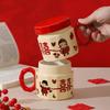 Керамическая кружка-сувенир, женская чашка с крышкой, свадебный подарок для молодоженов, пара праздничных чашек для воды для пар