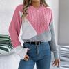 Женская мода повседневный свободный свитер контрастного цвета с длинным рукавом пуловер топ