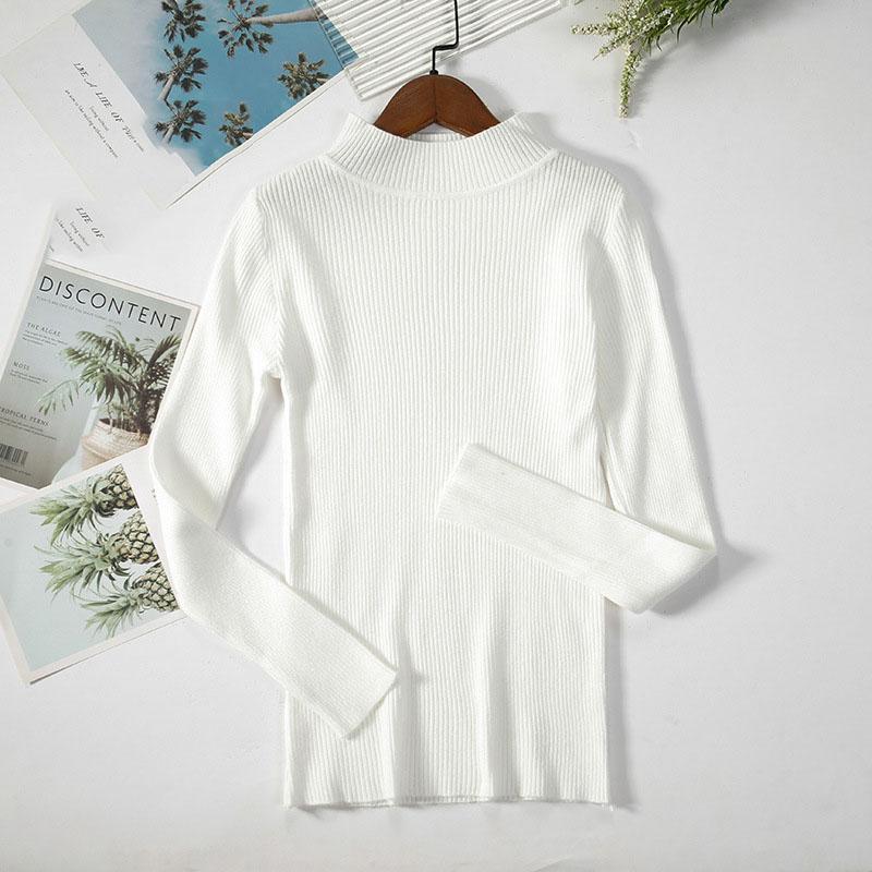 Long Sleeve Half High Neck Sweater Women's Pullover Solid Color Slim Knit Bottoming Shirt Elegant and Comfortable Women's Clothes