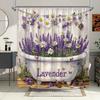 Lavender Garden Shower Curtain - Water-Resistant, Purple Flowers & Butterflies with Rustic Fence, 70x70 Inches | Polyester